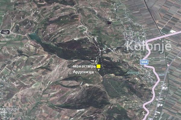 монастырь Арденица на подробной карте